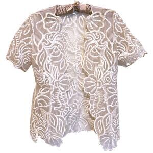 VTG Orlando Rossi Pearl Beaded Sheer Embroidered Open Top Size 8 Coastal Resort